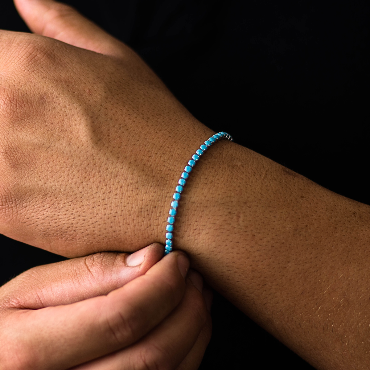 Bracciale tennis con pietre di larimar